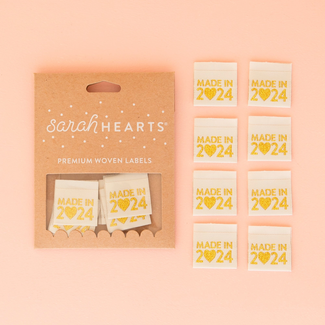 Sarah Hearts Made in 2024 Metallic Gold - Woven Label