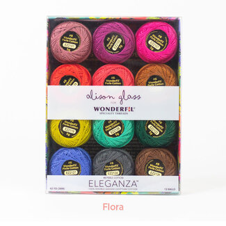 Wonderfil Eleganza™ Set of 12 8wt Perle Cotton Thread - Alison Glass - Flora