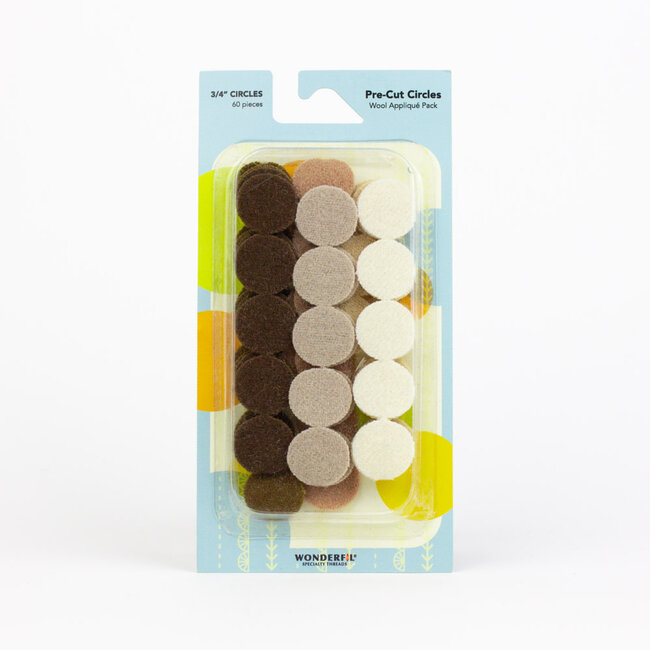 Pre-Cut Merino Wool 3/4" Circles (60 Pieces) - Brown