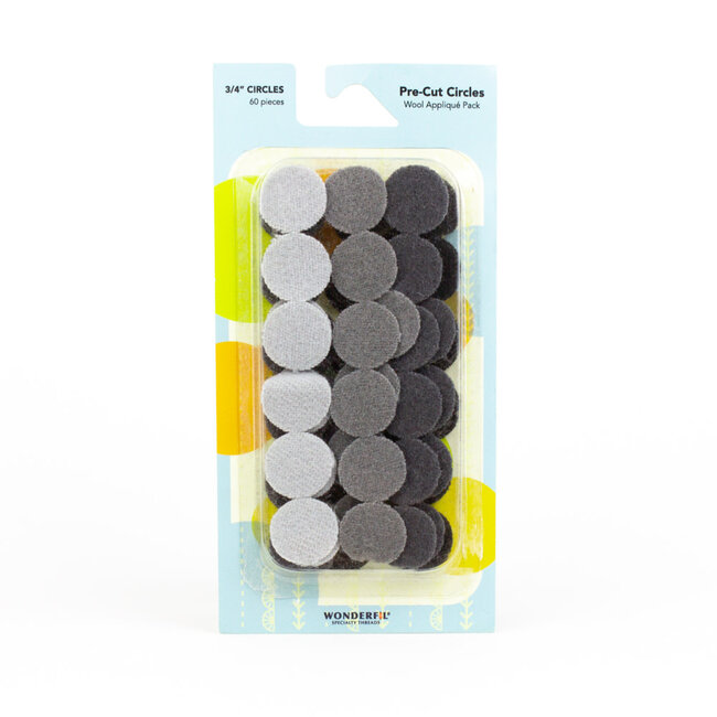 Pre-Cut Merino Wool 3/4" Circles (60 Pieces) - Grey