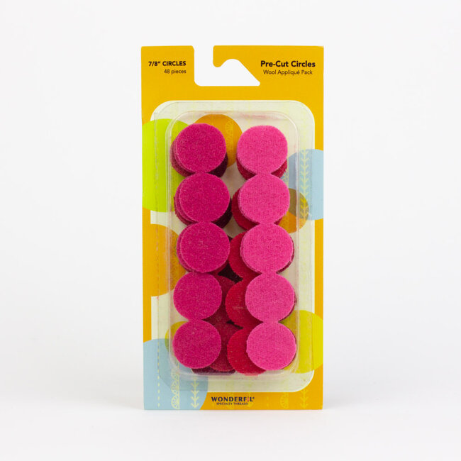 Pre-Cut Merino Wool 7/8" Circles (48 Pieces) - Red