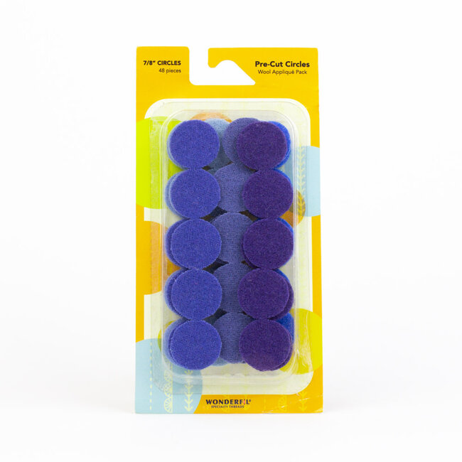 Pre-Cut Merino Wool 7/8" Circles (48 Pieces) - Blue