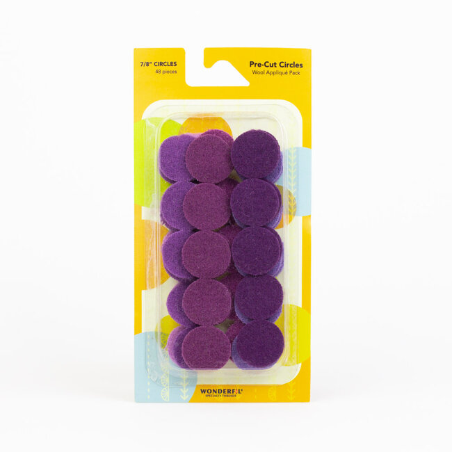 Pre-Cut Merino Wool 7/8" Circles (48 Pieces) - Violet