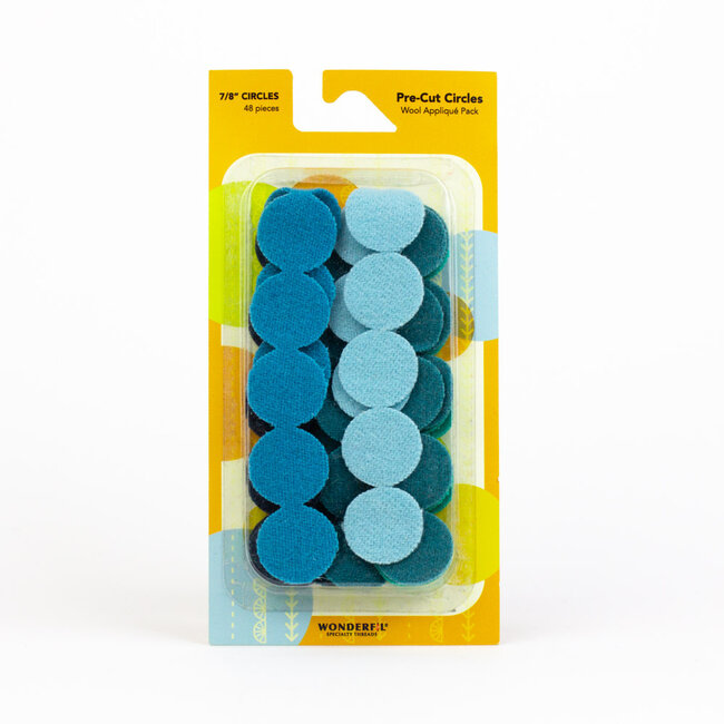 Pre-Cut Merino Wool 7/8" Circles (48 Pieces) - Teal