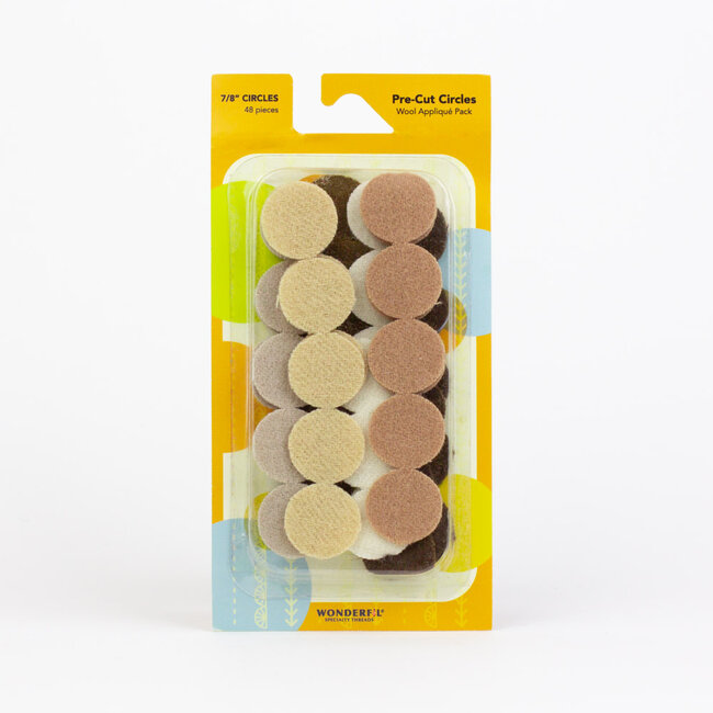 Pre-Cut Merino Wool 7/8" Circles (48 Pieces) - Brown
