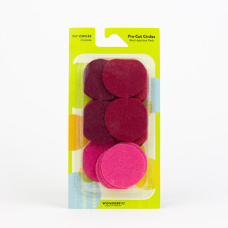 Wonderfil Pre-Cut Merino Wool 1 1/2" Circles (24 Pieces) - Red