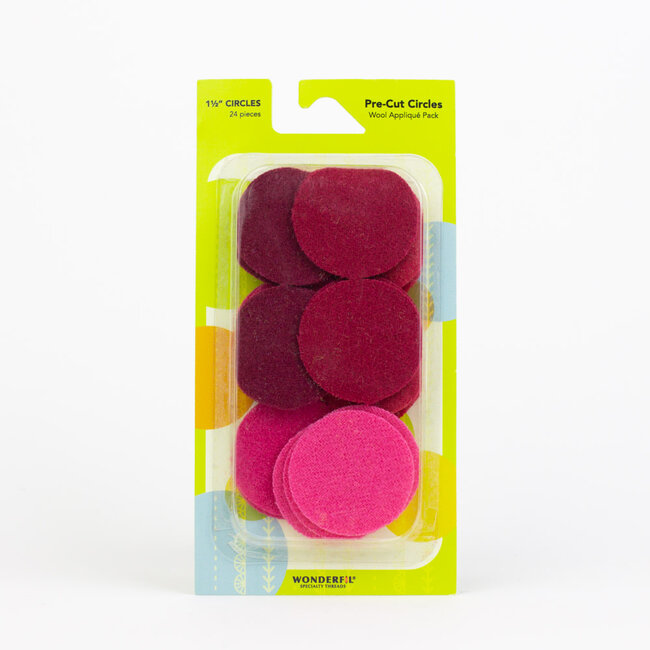 Pre-Cut Merino Wool 1 1/2" Circles (24 Pieces) - Red