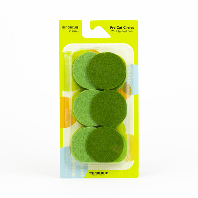 Pre-Cut Merino Wool 1 1/2" Circles (24 Pieces) - Green