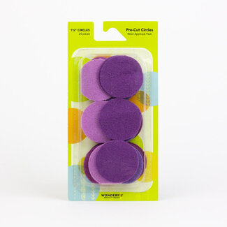 Wonderfil Pre-Cut Merino Wool 1 1/2" Circles (24 Pieces) - Violet