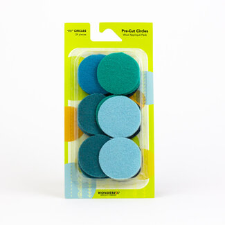 Wonderfil Pre-Cut Merino Wool 1 1/2" Circles (24 Pieces) - Teal