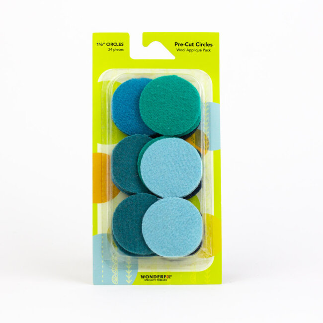 Pre-Cut Merino Wool 1 1/2" Circles (24 Pieces) - Teal