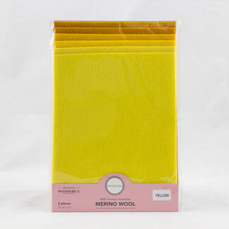 Wonderfil Merino Wool Fabric Pack 1/32 (9"x7") 6 Pieces - Yellow