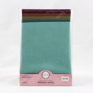 Wonderfil Merino Wool Fabric Pack 1/32 (9"x7") 6 Pieces - Nature