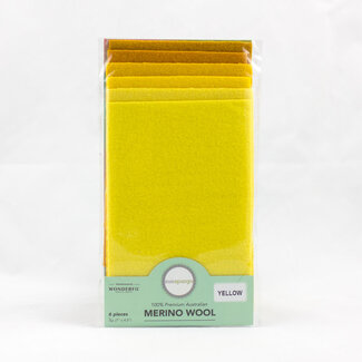 Wonderfil Merino Wool Fabric Pack 1/64 (7"x4.5") 6 Pieces - Yellow