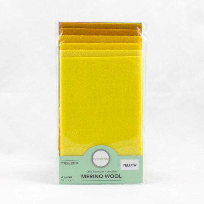 Merino Wool Fabric Pack 1/64 (7"x4.5") 6 Pieces - Yellow