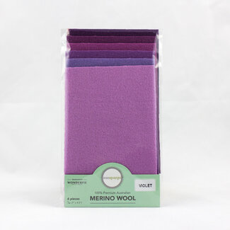 Wonderfil Merino Wool Fabric Pack 1/64 (7"x4.5") 6 Pieces - Violet