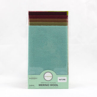 Wonderfil Merino Wool Fabric Pack 1/64 (7"x4.5") 6 Pieces - Nature