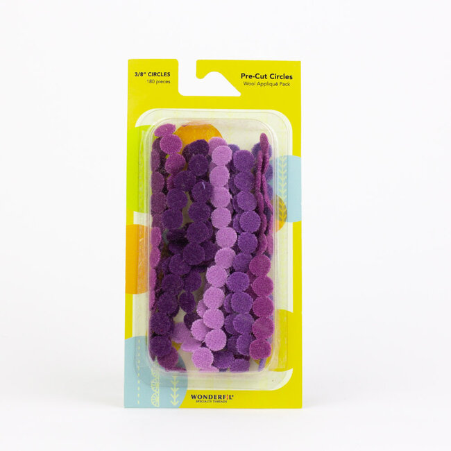 Pre-Cut Merino Wool 3/8" Circles (180 pieces) - Violet