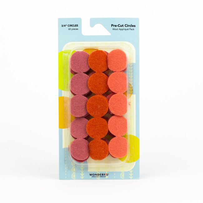 Pre-Cut Merino Wool 3/4" Circles (60 Pieces) - Orange