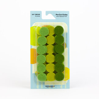 Wonderfil Pre-Cut Merino Wool 3/4" Circles (60 Pieces) - Green