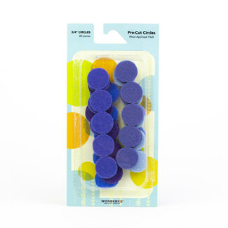 Wonderfil Pre-Cut Merino Wool 3/4" Circles (60 Pieces) - Blue