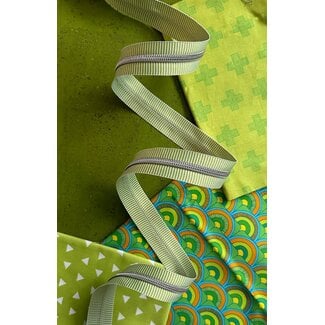 Sassafras Lane Lime Stripe Zipper Tape with Nickel Teeth