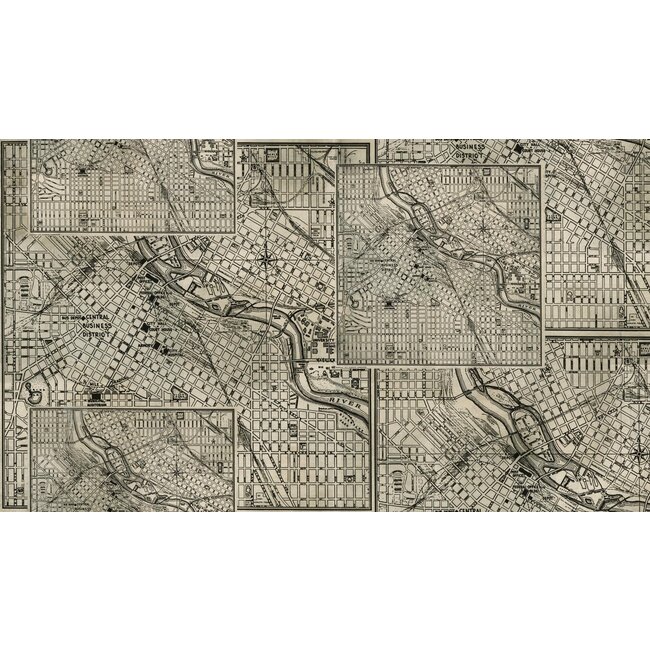 100cm of Eclectic Elements, Street Maps, Black 108in Wide $0.26 per cm or $26/m