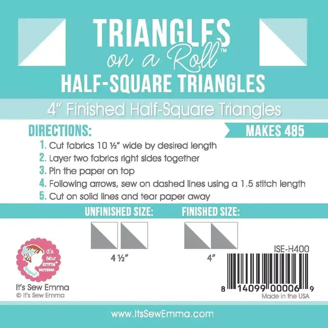 Triangles on a Roll - 4" Half Square Triangles