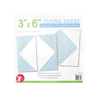 It's Sew Emma Flying Geese Quilt Block Foundation Paper Piecing Pad, 42 sheets, 3x6in blocks