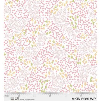 P&B Textiles Mystical Kingdom, Tiny Floral Pink on White - 5285 - WP $0.20 per cm or $20/m
