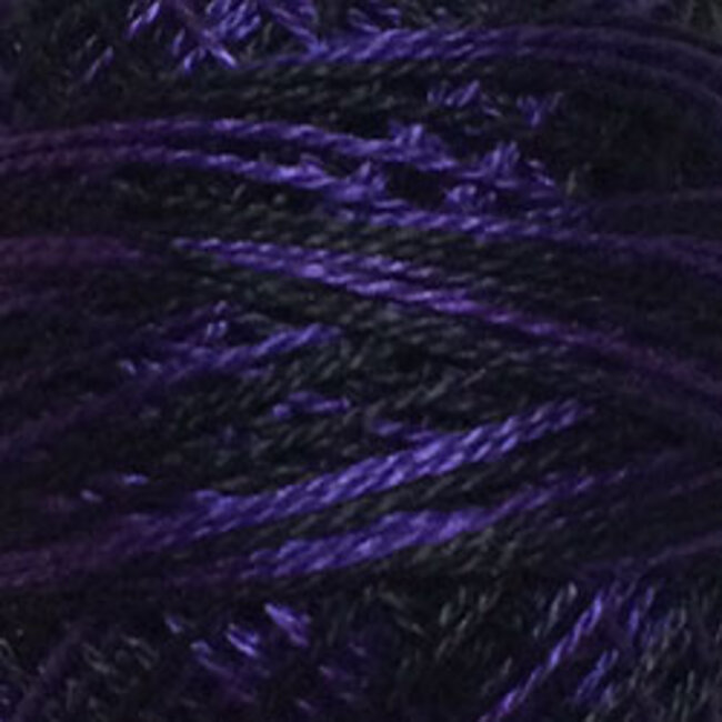 Perle Cotton Size 12, Varigates:  M92 - Black & Indigo
