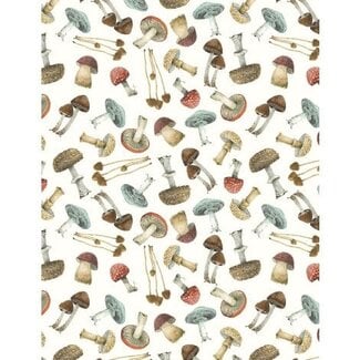 Wilmington Prints Season's Study, Mushrooms All Over, Cream $0.23 per cm or $23/m