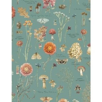 Wilmington Prints Season's Study,  Large All Over, Teal $0.23 per cm or $23/m
