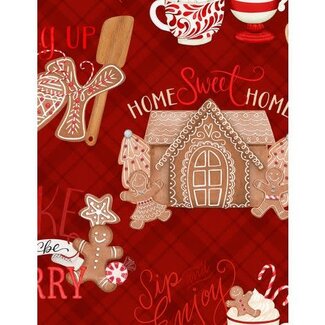 Wilmington Prints Baking Up Joy, Baking Joy All Over, Red $0.23 per cm or $23/m