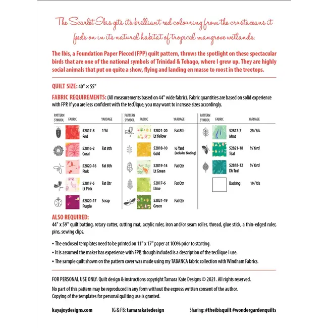 Wonder Garden No 6 - The Ibis Quilt Pattern