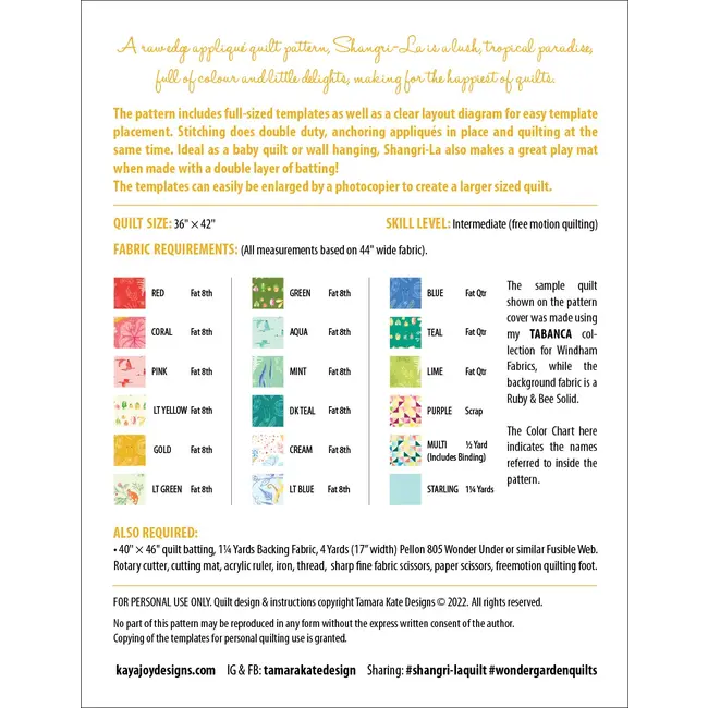 Wonder Garden No 8 - Shangri-La Quilt Pattern