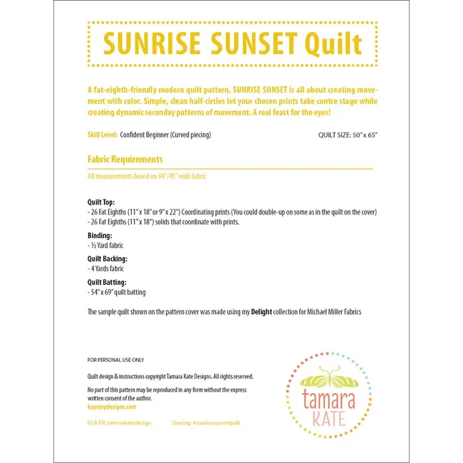 Sunrise Sunset Quilt Pattern