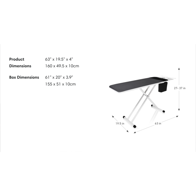 The Longboard 350LB 52" x 19.5" Ironing Board with Vera Foam Cover
