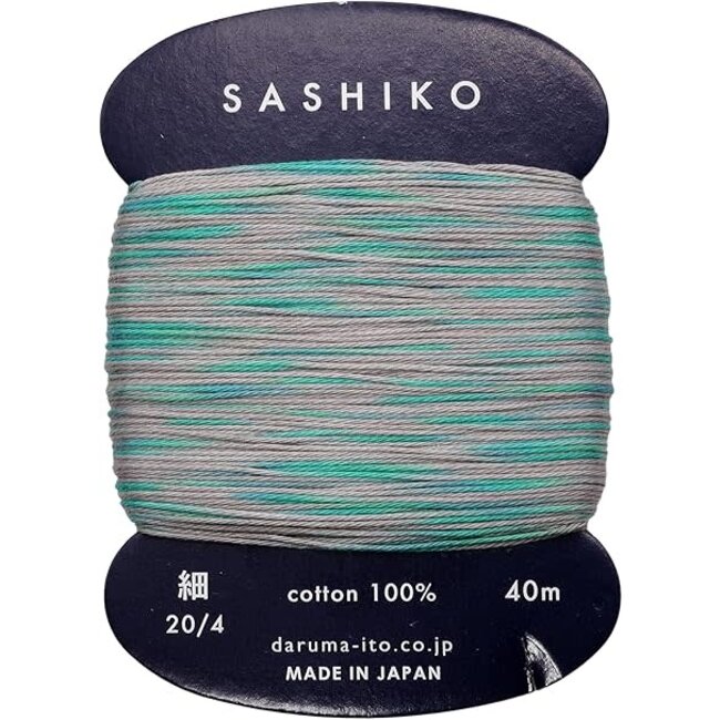 Carded Variegated Sashiko Thread, thin - Rain Sounds