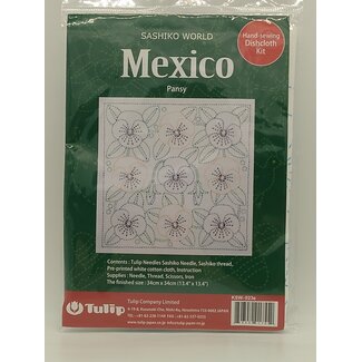 Tulip Company Limited Dishcloth Kit - Sashiko World - Mexico - Pansy