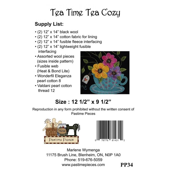 Tea Time Tea Cozy Wool Applique Pattern
