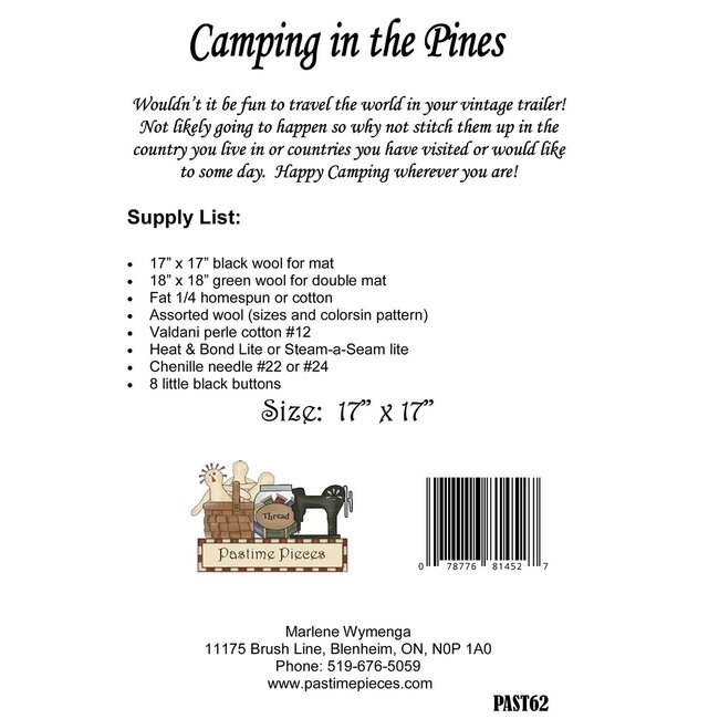 Camping in the Pines Wool Applique Pattern