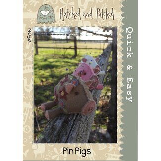 Hatched and Patched Pin Pig Wool Applique Pattern