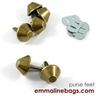 Emmaline Bucket Purse Feet 3/4" (18 mm) (6 pack), Antique Brass