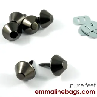 Emmaline Bucket Purse Feet 3/4" (18 mm) (6 pack), Matte Black