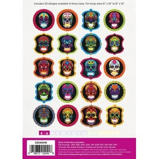 Anita Goodesign Sugar Skulls Collection Hoop sizes 6” x 10” to 8” x 12”
