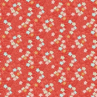 Makower UK Michiko Bushclover, Red, MK2336-R, $0.20 per cm or $20/m