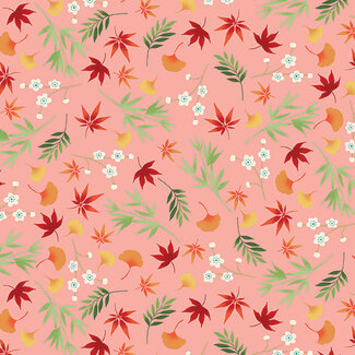 Makower UK Michiko Foliage, Pink, MK2333-P, $0.20 per cm or $20/m