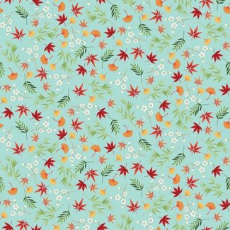 Makower UK Michiko Foliage, Teal, MK2333-T, $0.20 per cm or $20/m
