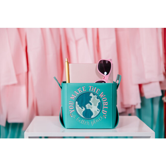 Folding Storage Tote- Turquoise